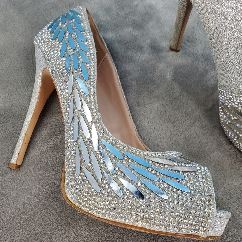 De Blossom Collection silver sparkle heels 8 - Picture 5 of 16